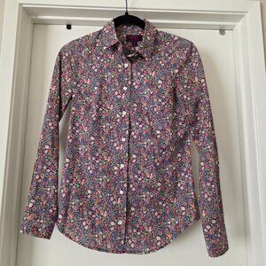 J. Crew Liberty Art Fabric Shirt Blouse Floral Button Up Long Sleeve Size 00